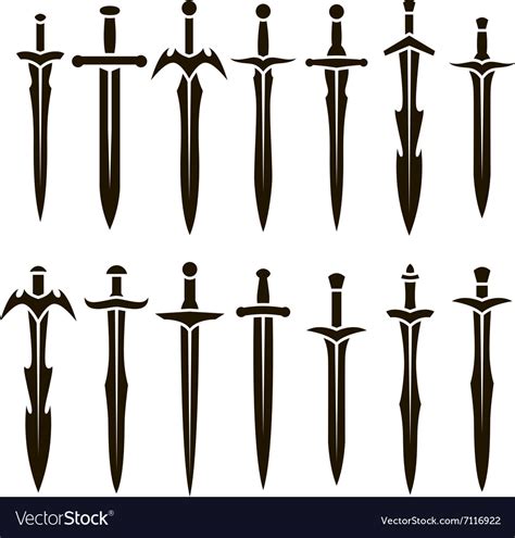 Black Silhouettes Swords Royalty Free Vector Image