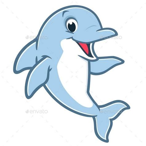 Cartoon Dolphin Vector Illustration Of A Cute Happy Dolphin For Design