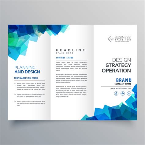 Business Trifold Brochure Layout Template With Abstract Blue Sha