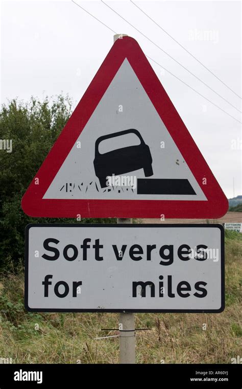 Soft Verges Road Sign Stock Photo Alamy