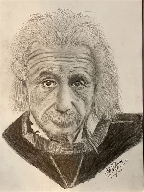 I Finished A Portrait Drawing Of Albert Einstein Today Using Graphite