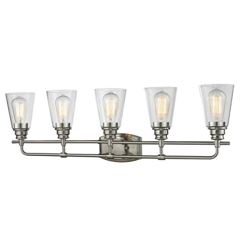 Find a wide selection of bathroom lights including bathroom vanity lights and bathroom light fixtures. Filament Design Nina 5-Light Brushed Nickel Bath Vanity ...