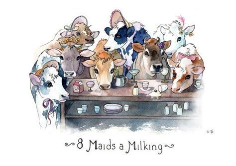 Eight Maids A Milking Handmade Card Etsy Uk Cards Handmade Feather
