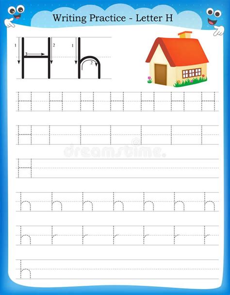 writing practice letter h royalty free illustration