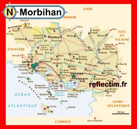 Golfe du morbihan vannes est une destination de vacances inspirante ! Morbihan carte routière - Voyages - Cartes