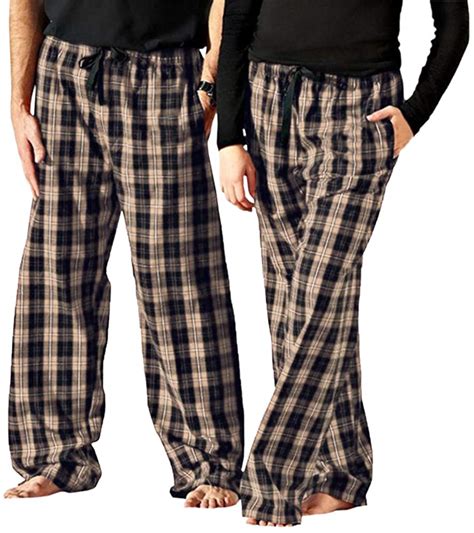 Mens Pajama Pants Plaid Loose Fit Wide Leg Elastic Waist Cotton Lounge