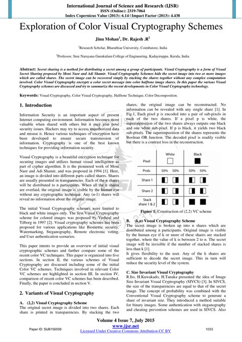 Pdf Exploration Of Color Visual Cryptography Schemes