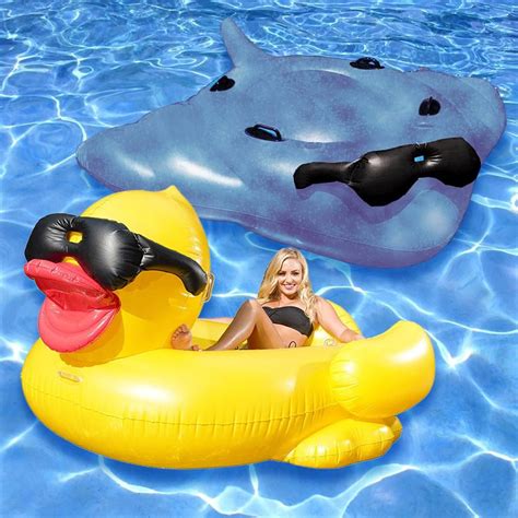 Game Riding Derby Duck And Surfin Stingray Swimming Pool Float Combo