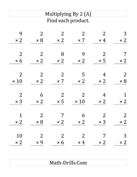 2s Multiplication Worksheet