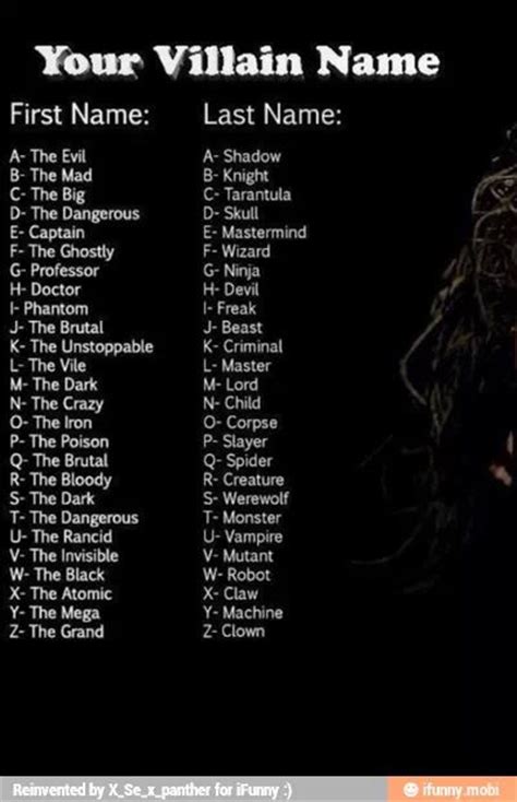 Whats Your Evil Name Villain Names Name Generator