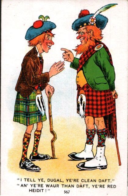 Vintage Scottish Humour Postcard Men In Kilts Joking Pb8 Ebay
