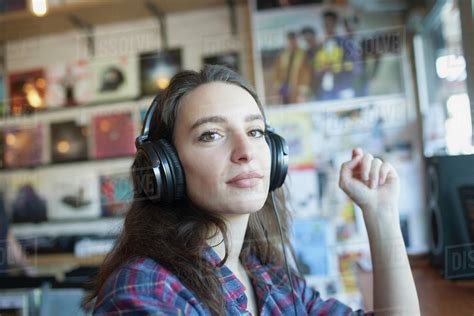 Young Woman Wearing Headphones Stock Photo Dissolve