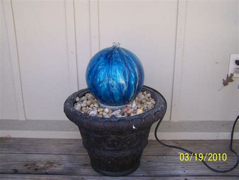 I Re Purposed My Old Bowling Ball And Made A Fountain I Love It Have Repainted The Pot Since