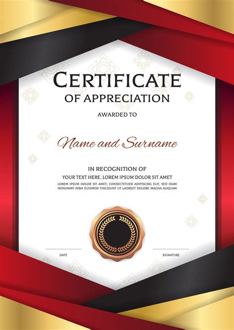 Portrait Modern Certificate Of Appreciation Vector Image