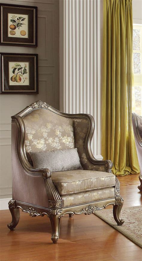 Add seating and style to your living space with our unique and eclectic array of chairs. Fiorella Gold Faux Silk Accent Chair from Homelegance ...