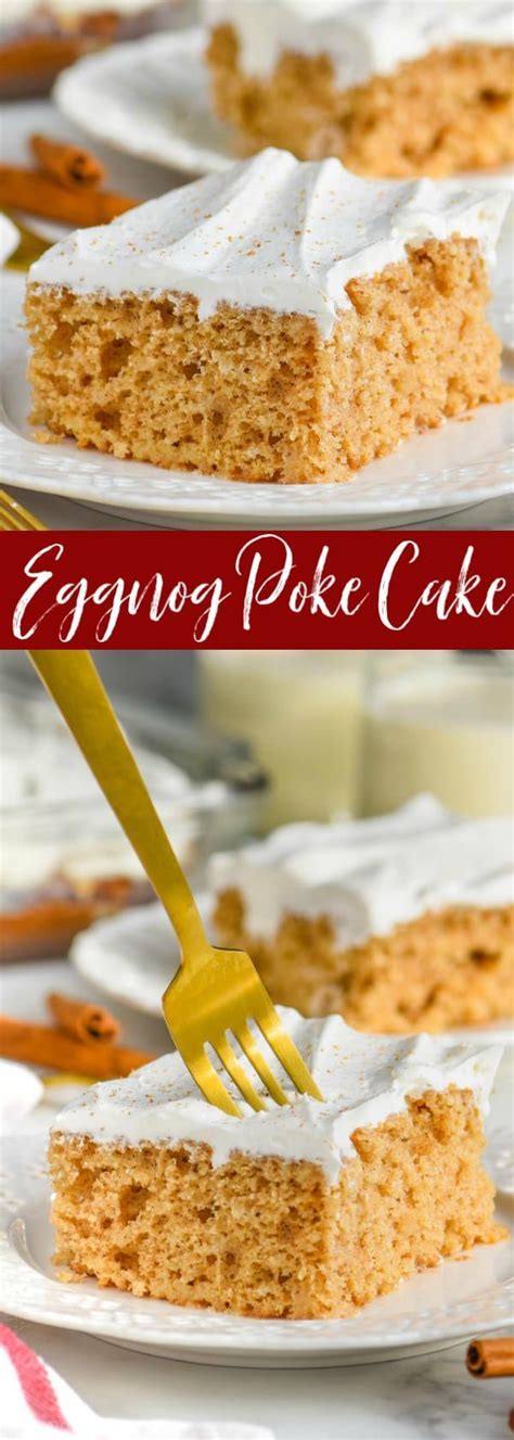 Festive and delicious christmas poke cake. This Eggnog Poke Cake is so simple to make! It comes together with cake mix, a few other simple ...