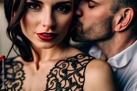 Intimate Portrait Of A Beautiful Sensual Couple In Love Kissing