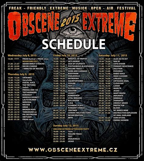 Personally, everyone who attends feels more like a family gathering than just a community. OBSCENE EXTREME 2015 - SCHEDULE / OEF europe