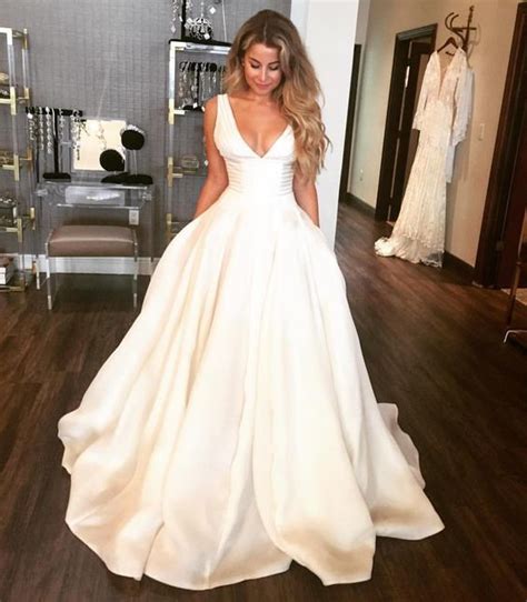 Instead, our system considers things like how. Simple V Neck A Line Wedding Dresses, by Miss Zhu Bridal ...