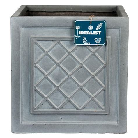 Faux Lead Lattice Box Square Grey Light Stone Planter W30 H30 L30 Cm