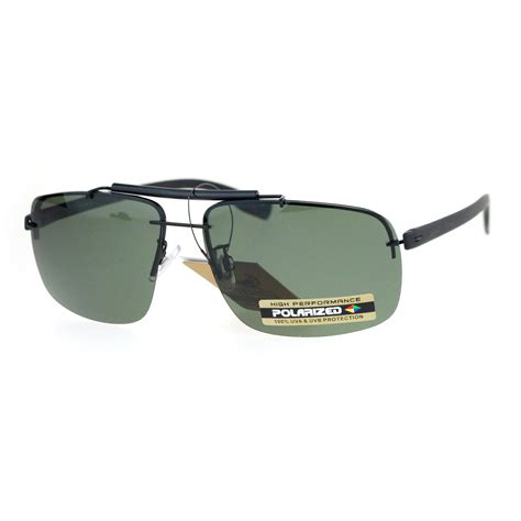 sa106 polarized mens rimless luxury rectangular aviator sunglasses ebay