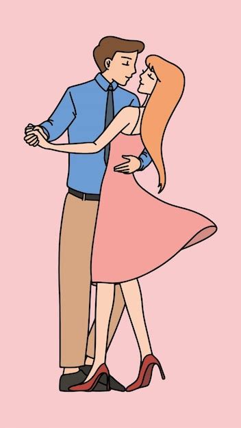 Premium Vector Man And Woman Romantic Slow Dance Hand Drawn Illustration
