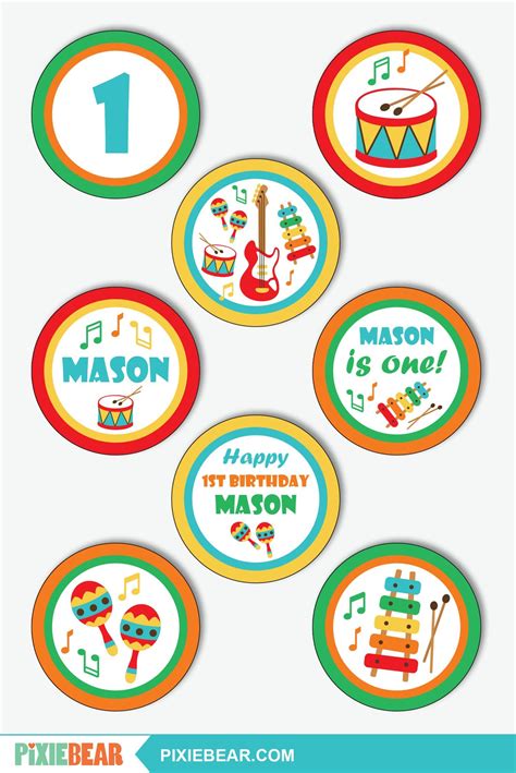 Music Cupcake Toppers Printable Music Party Toppers And Etsy First