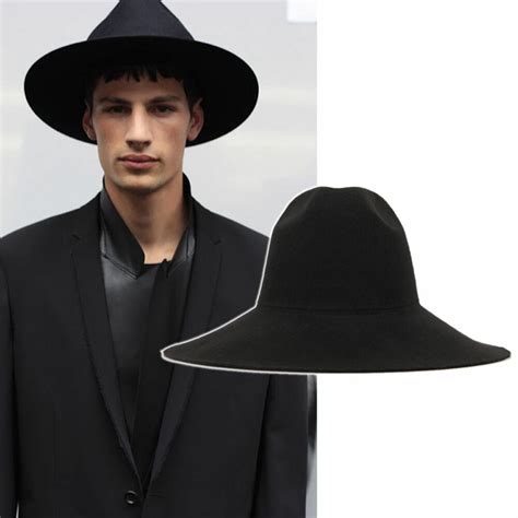 New Mens Homme Felt Wool Fedora Hat Black Wide Brim Ebay