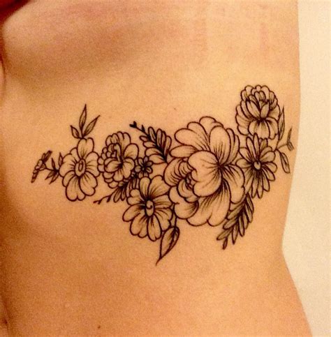 Floral Rib Tattoo Rib Tattoo Tattoos Sunflower Tattoo Shoulder