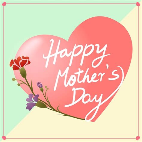premium vector happy mother day greeting card with hearts shape and flowers element