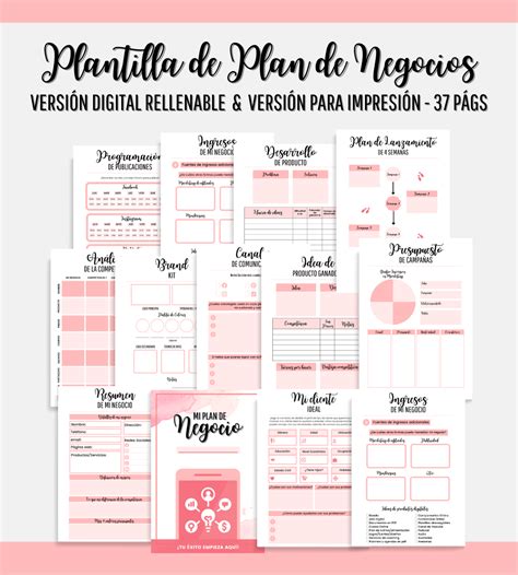Plan De Negocios Plantilla Digital Editable And Versión Para Impresión