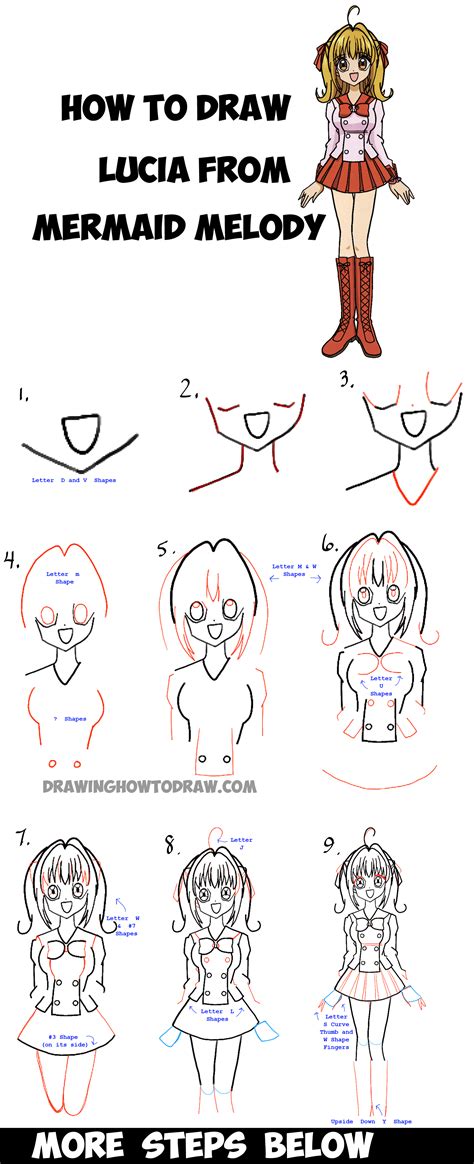 How To Draw Lucia Nanami From Mermaid Melody Step By Step Drawing