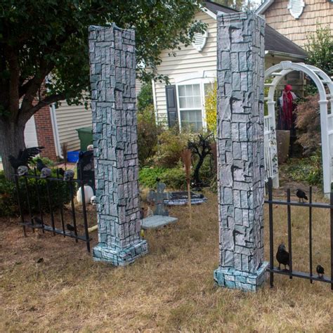 How To Make Diy Halloween Cemetery Pillars The Easy Way Entertaining Diva