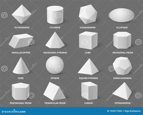 Geometric 3d Shapes Realistic White Basic Geometry Form Sphere And