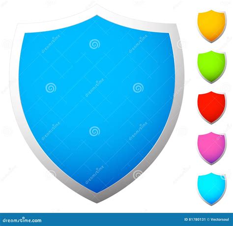 Set Of Shield Shapes Icons In 6 Colors Stock Vector Illustration Of