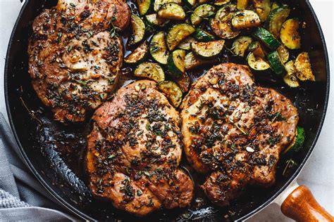 Easy to make and satisfying, smoked pork chops are a great weeknight meal. Garlic Butter Herb Pork Chops Recipe with Zucchini - Best ...