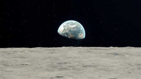 4k Realistic Earthrise From Moon Stock Footage Video 100 Royalty Free