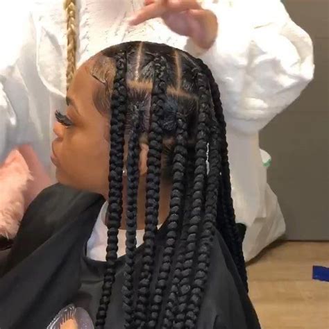Pin on box braids hairstyles Medium knotless braids and large knotless braids are trendy sizes.