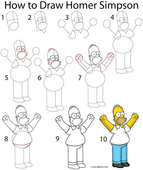 How To Draw Homer Simpson From The Simpsons Cartoon Character Step By