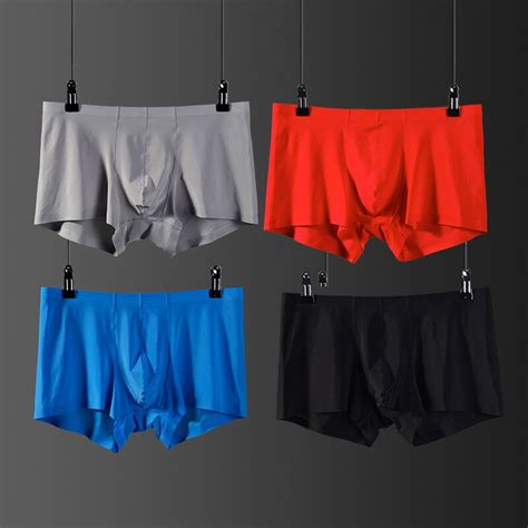 Mens Underwear Men Boxer Shorts Ice Silk Cool Seamless U Convex Design Soft Sexy Kilot Male Men