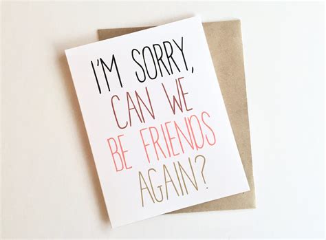 Friendship Sorry Card Fun Apology Im Sorry Can We Etsy