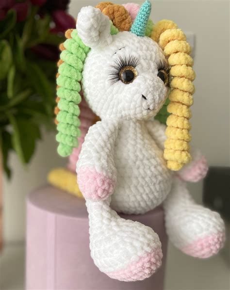 Unicorn Handmade Knitted Toy Toy Unicorn Handmade Animal Etsy