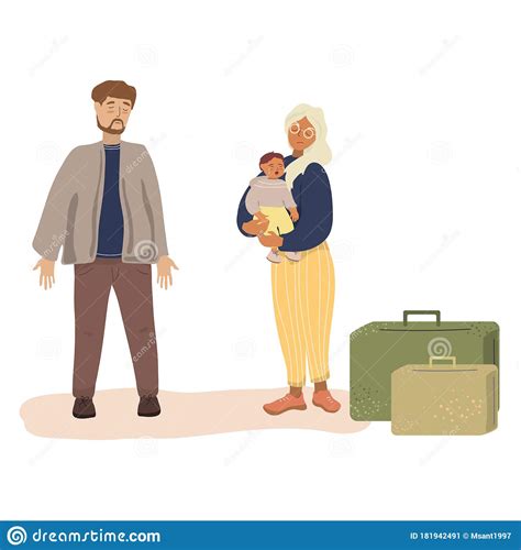 A Wife With A Child Leaves Her Husband With Things Adultery Cartoon