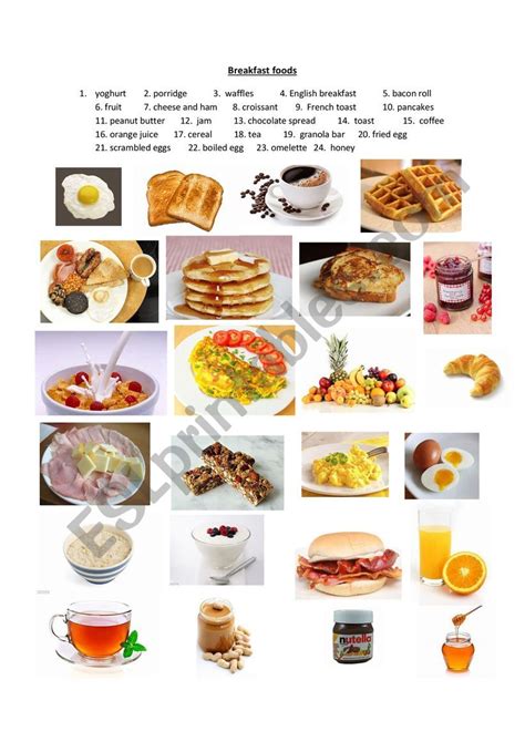 Breakfast Foods Esl Worksheet By Kaz76
