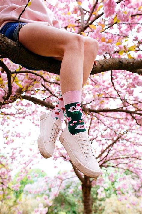 Cherry Blossom Socks Men Socks Colorful Socks Mismatched Socks