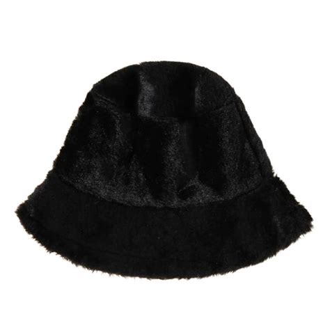 Black Faux Fur Bucket Hat Cocus Pocus