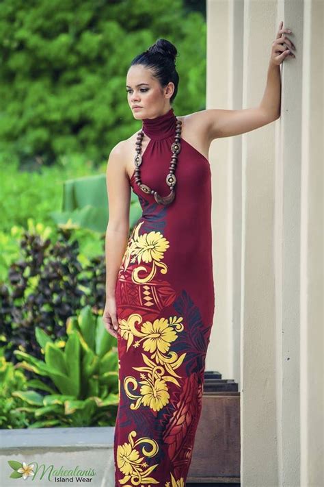 Maroon Polynesian Dress Hawaiian Dress Samoan Dress