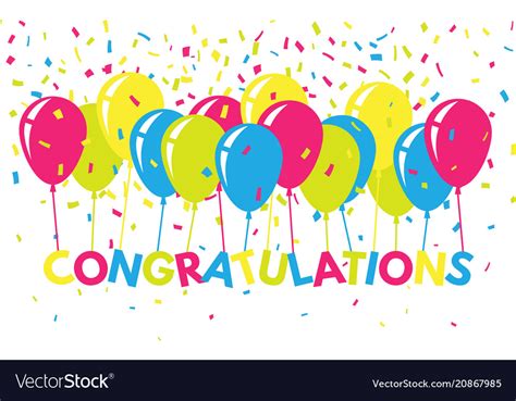 Congratulations Colorful With Confetti And Vector Image