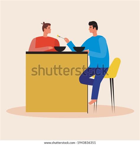Lgbtq Couple Having Dinner Together Flat Stock Vector Royalty Free 1943836351 Shutterstock