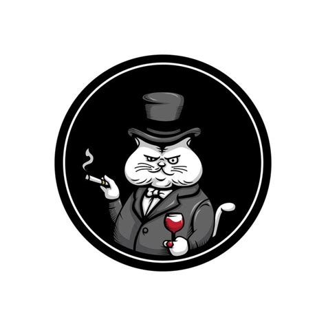 Premium Vector Fat Cat Gentleman Illustration Vector Mascot Design